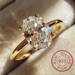 NEW Sterling Silver 14K Moissanite Ring